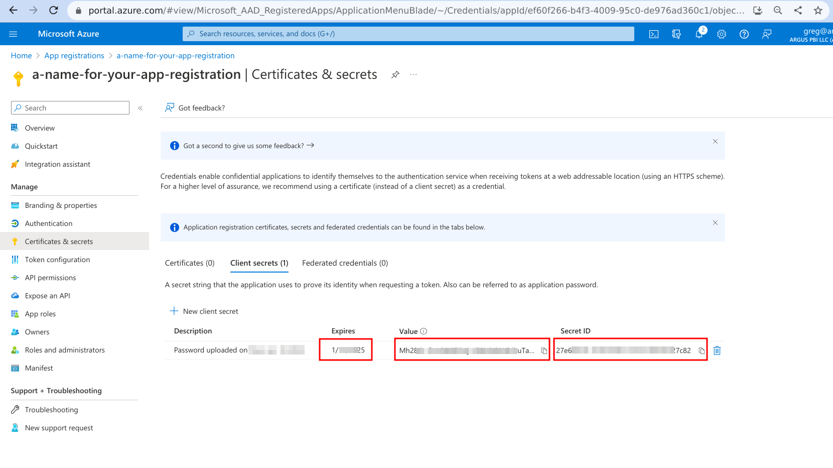 image showing step 12: capture the fields 'Expires', 'Value', and 'Secret ID'