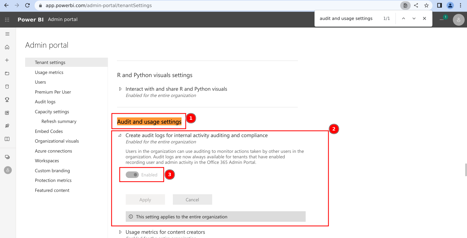 image for steps 2-4: finding audit settings and expanding the correct node